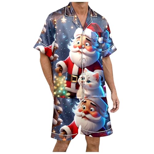 Pyjama court boutonné homme loungewear vêtement nuit taille réglable
