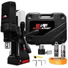 S&F STEAD & FAST Mag Drill Press Kit, 1100W Portable Magnetic Drill, 700 rpm No Load Speed, Max Depth of Cut 2", Max Boring Diameter 1-9/16", Carrying Case