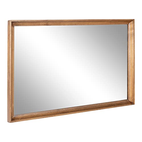 Kate and Laurel Hatherleigh Modern Farmhouse Rectangle Wooden Wall Mirror, 24 x 36, Rustic Brown, Decorative Wood Rectangular Mirror for Use in Bathroom, Entryway, or Bedroom by Kate and Laurel - Image 7
