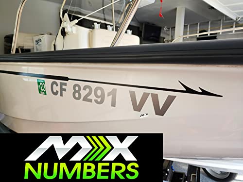 Pair Of Boat Registration Number & Letter Decals Set Of Two Custom Boat Hull Id Numbers & Letters | Custom Made For You | Choose Size, 17 Colors & 26 Fonts | Marine Vinyl (3.25" Height X 20" Wide) #TOP4