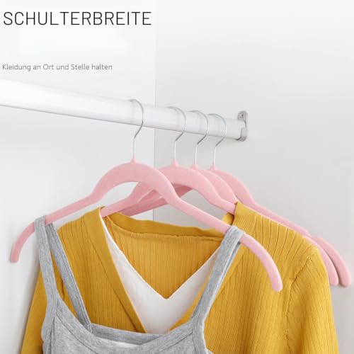 ManGotree 42 cm Hemd-Samtbügel mit 360° drehbarem Haken 22 Stück Rosa – Ansicht 5