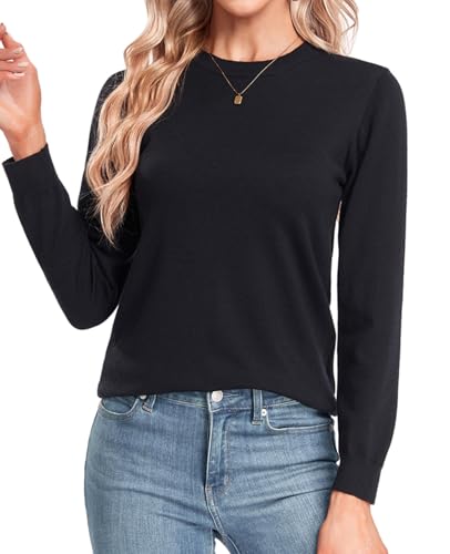 Image of MINTLIMIT Women Lightweight Sweater Crew Neck Soft Knit Casual Basic Long Sleeve Pullover Fall Sweater Blouse Top