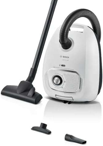 Bosch Staubsauger mit Beutel Serie 4, BGB41WH1, weiß | Hygiene-Filter, 10 Jahre Motorgarantie, leistungsstark, integriertes Zubehör, langes Kabel, Made in Germany, 600 W