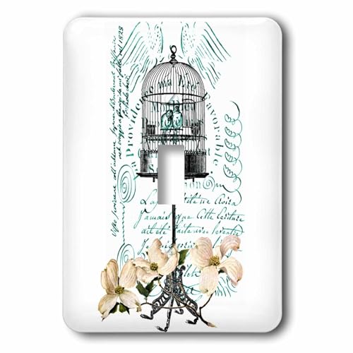 Interrupteur motif oiseaux en cage et cornouiller au design poétique