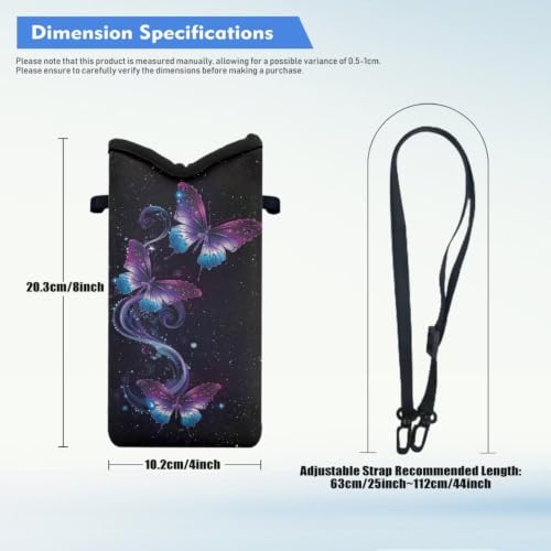 Image of Shockproof Cell Phone Crossbody Bag Mini Shoulder Bag Portable Phone Purse Cellphone Bag Phone Carrier with Detachable Shoulder Strap for Travel Walking, Galaxy Butterfly