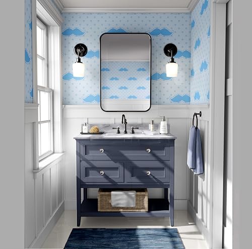 Papier peint bleu rénovation murale rapide sans colle vinyle