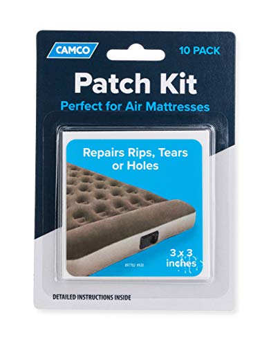 Image of Camco Vinyl Air Mattress Patches | Repairs Inflatable Products | Easy to Apply | Measures 3 inchx3 inch| Includes a Pack of (10) Patches (51098)