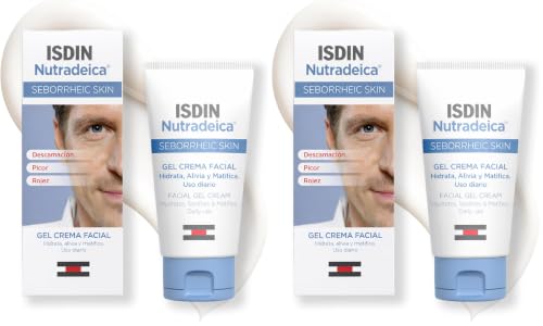 ISDIN Nutradeica - Gel-crema facial indicado para el tratamiento del exceso de sebo, descamación, picor y eritema de la piel seborreica facial, 50 ml (Paquete de 2)