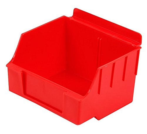 Slatwall Storage/Display bin, Plastic (Polypropylene), 4.62L x 5.5W x 3.37H, Red (20 Pack) Fits Grid and pegboard with Optional adapters.