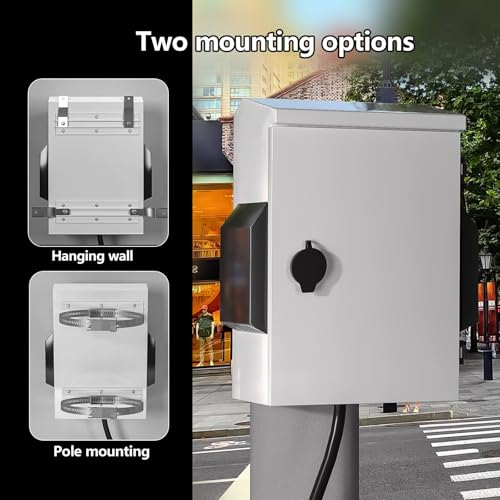 Image of Outdoor Electrical Box with Thermostat and Fan, Cold-Rolled Steel Plate, Aluminum Alloy Back Beam, One-Piece Ventilation Design, IP65 Waterproof, Wall /Pole Mounted. (15.7 inch x 11.8 inch x 5.9 inch)