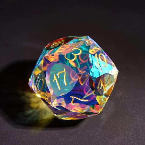 Image of UDIXI 30mm D20 Prism Glass Dice Large Glass D20 Dice for RPG Tabletop Games | Multifaceted-Cut, Premium Gift Box, DM Gift, for Dungeons and Dragons Role Playing Games