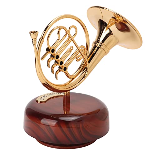 Enfeite de chifre francês, design clássico em miniatura de chifre francês com suporte e caixa, mini