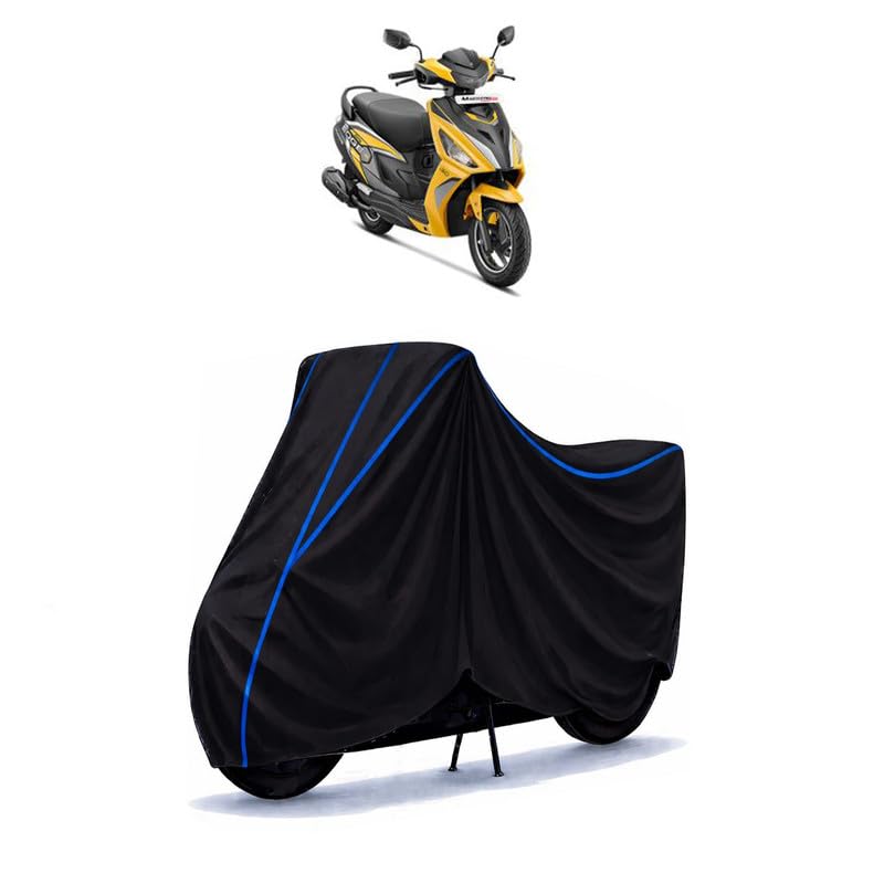 Image of Scooty Cover Water Resistant for Maestro Edge 125 FI | Universal Scooter & Bike Cover | Heavy Duty UV Dust, Rain & Scratch Protection | Elastic Fit All Weather Indoor Outdoor | Black with Blue Piping
