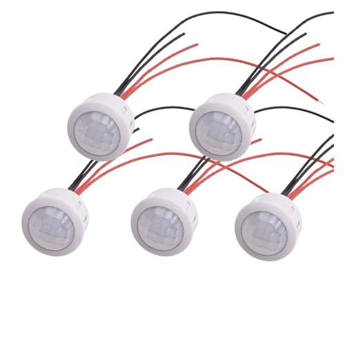 Wtukmo 5/10pcs Pir Infrared Motion Automatic Light Sensor IR Detector Switch 12V 24V DC 110V 220V AC Human Body Induction Night Lamp(5pcs 9-60VDC)