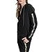 DKNY Women's Full Zip Hoodie Sweatshirt, Black/Black Travertine, Large