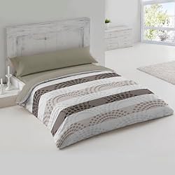 Textil Hogar Fundas Nordicas MERCURY TEXTIL- Juego de Funda Nórdica 100% Microfibra Extra Suave, 3 Piezas Funda Nórdica para Edredón + Sábana Bajera + Funda de Almohada con Cremallera Oculta (Círculos Marrón, Cama 135)