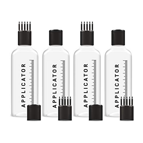 Chariot New York Hair Root Applicator Bottle with Comb Cap for Applying Hair Oil, Shampoo and Medicine (Pack of 4)