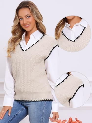 Chaleco de punto para mujer que estiliza la silueta con cuello en V cómodo 2