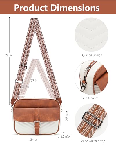 Image of Crossbody Bags for Women,Multi-Pocket Leather Crossbody Purse | RFID Blocking Pockets,Fits iPad,Adjustable Wide Strap,Quilted Exterior,8 Card Slots,Gift Ready