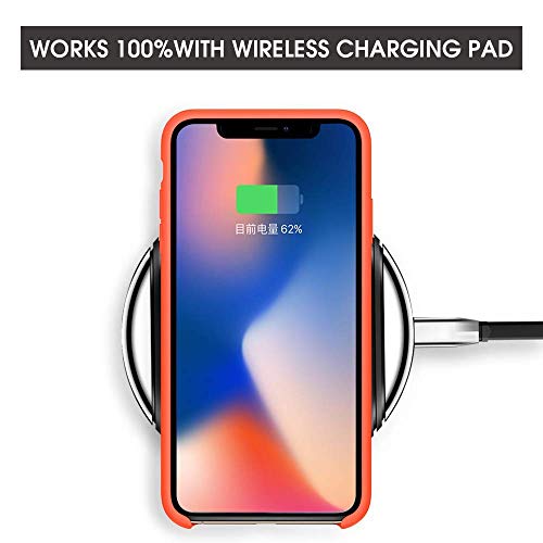 Image of REALCASE iPhone Xs Case Cover, Liquid Silicone Gel Rubber Shockproof Case Soft Microfiber Cloth Lining Cushion Cover for iPhone Xs (S Orange)