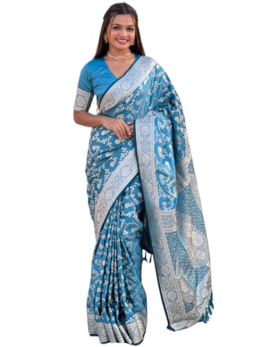 Image of Banarasi Satin Silk Zari Woven Dusty Color Saree with Unstitched Blouse Piece