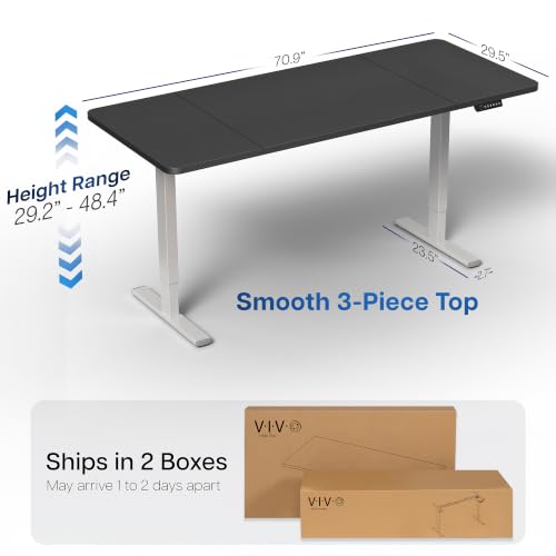 Image of VIVO Electric 71 x 30 in Standing Desk, Memory Height Adjustment, 1B Series, Holds 220 lbs, Black Top Gray Frame, DESK-KIT-1G7B