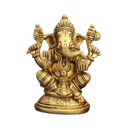 Ganesha Murti en laiton pour culte quotidien et rituel