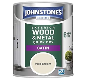 Johnstone's - Quick Dry Satin - Pale Cream - Satin Finish - Exterior Wood & Metal - Resistant to cracking & peeling - 6 years of life - 12m2 Coverage per Litre - 0.75 L