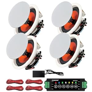 STUDIOFINIX 6.5" 600 Watts Bluetooth Ceiling Speakers Home Recessed Speaker System Suitable for Indoor,Kitchen,Home Theater,Bedroom,Office,Covered Patio（4 Speakers）