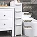 Failjierue 8.6'' Slim Bathroom Cabinet Mobile Cart with Clear Drawers, No-Tool Corner Storage for Small Spaces, Kitchen & Bathroom(4th Floor)