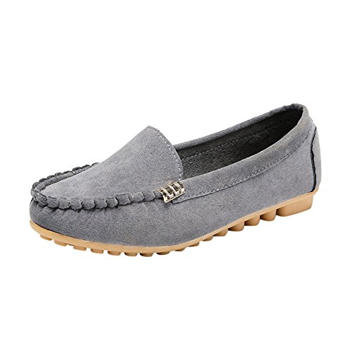 MORCHAN Ballerines Ladies Comfy Femmes Chaussures Souple Slip-on Chaussures Bateau Casual(EU:39,Gris)