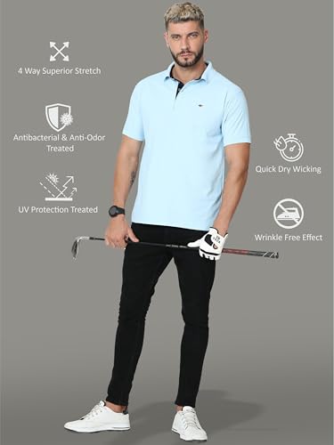 Image of STELLERS Men's Premium Polo T-Shirt Wrinkle Free Quick Dry Soft and Feather Touch Feel Regular Fit