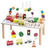 CARLORBO 木のおもちゃ 知育玩具 モンテッソーリ テーブル ー8機能一体型 木製 多機能 遊びテーブル 男の子 女の子 誕生日・クリスマス プレゼント | 安全設計 折りたたみ式|
