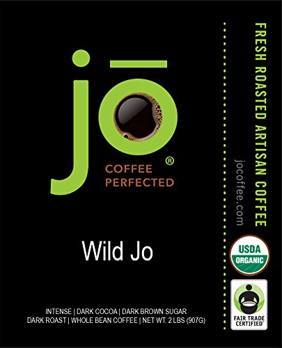 Image of WILD JO: 2 lb, Organic Dark French Roast Coffee, Whole Bean, Bold Strong Rich Wicked Good, Great For Espresso, USDA Certified, Fair Trade Certified, Kosher, Arabica, Non-GMO, Gluten Free by Jo Coffee