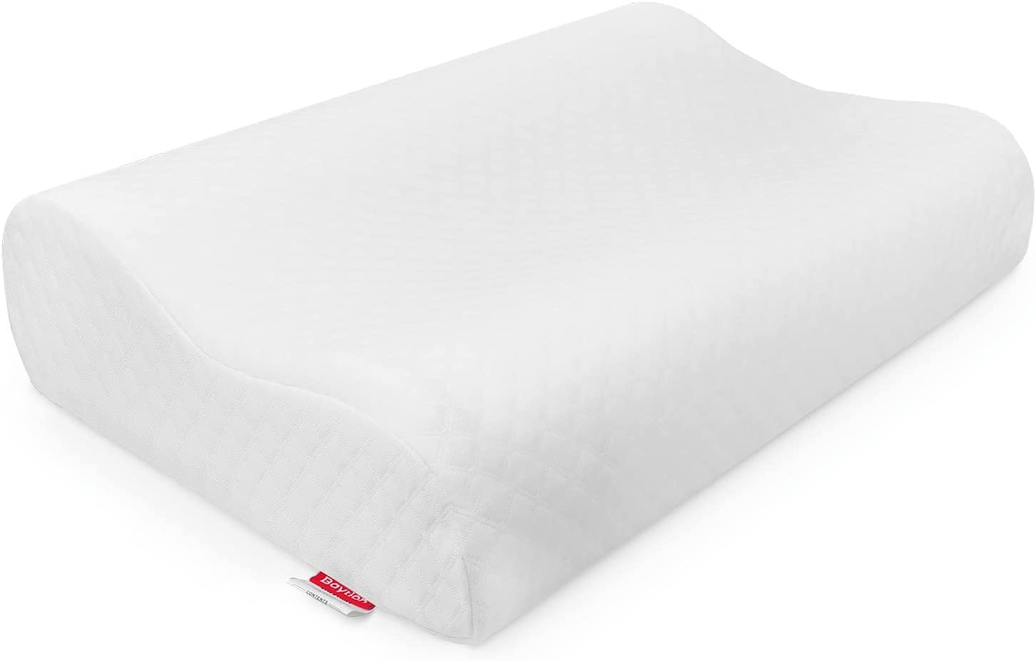Baytion Memory Foam Pillow, Neck Designed Sleeping Pillow, Strong Neck Support Contour Bed Pillow Suitable for Side Sleepers,Washable Pillow Cover, White (60x36x10cm)