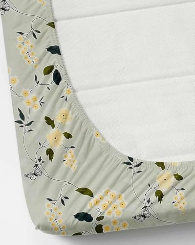 Image of 380 TC Premium Glace Cotton Elastic Fitted Bedsheet King Size with 2 Pillow Covers King Size | Double Bed with All Around Elastic (Green, Fitted - Double72x72)