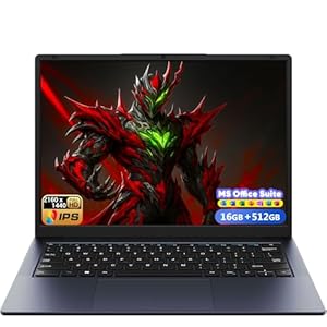 AE86 Laptop de 14.1″ con pantalla 2K, 16 GB de RAM, SSD de 512 GB, procesador central, BT5.0 Wi-Fi 5, USB A, tipo C, HDMl, portátil ultrafino y ligero para estudiantes de negocios