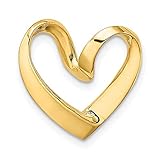 14k Yellow Gold Heart Necklace Chain Slide Pendant Charm Love Fine Jewelry For Women Gifts For Her