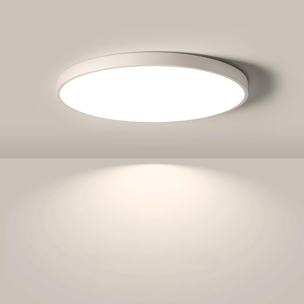 LightingWill 8.9 Inch LED Flush Mount Ceiling Light Fixture, 4000K Nurture White, 1800LM, 18W, Flat Modern Round Lighting Fixture, 180W Equivalent White Ceiling Lamp for Kitchens, Bedrooms.etc.