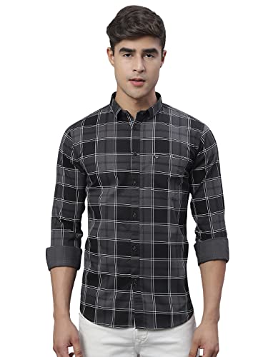 Image of Majestic Man Slim Fit Cotton Casual Check Shirt for Men