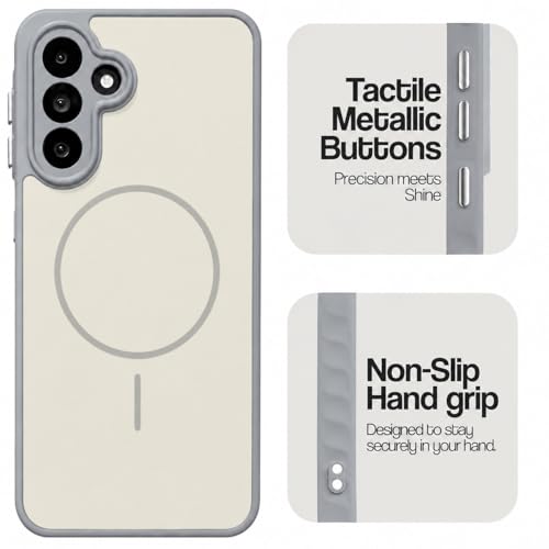 Image of VONZEE Matte Magnetic Case Compatible for Samsung Galaxy A17 Wireless Charging Shockproof Anti-Scratch TPU PC Slim Fit Full Protection Phone Cover for Samsung Galaxy A17-GREY