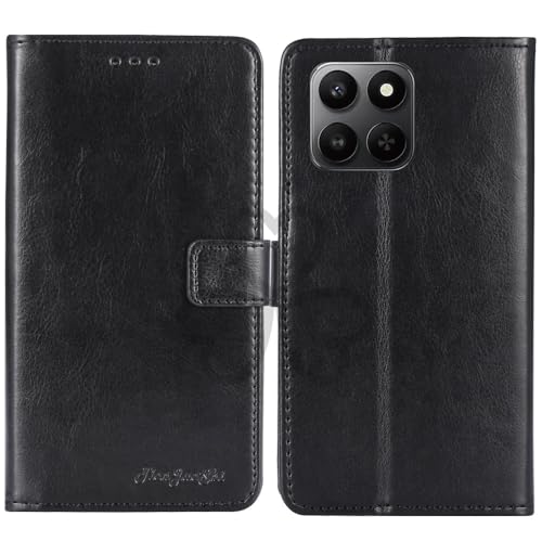 TienJueShi Black Book Stand Retro Flip Leather Protector Phone Wallet Gel Cover Etui TPU Silicone Case For Honor 400 Smart 6.77 