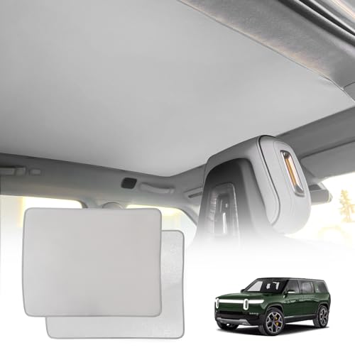 Image of BestEvMod Foldable Roof Sunshade Compatible with 2022-2025 2026 Rivian R1S Accessories Upgraded Heat Reflective Tech Accessories Sunroof Reflective Sun Shade(Front Only Grey)