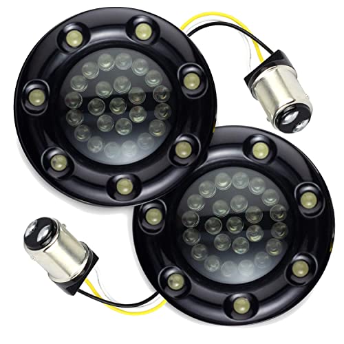 Eagle Lights 2” Bullet Front Led Turn Signals W/Running Led Light Ring Covers For Harley Davidson - (2) Front Turn Signals #TOP15
