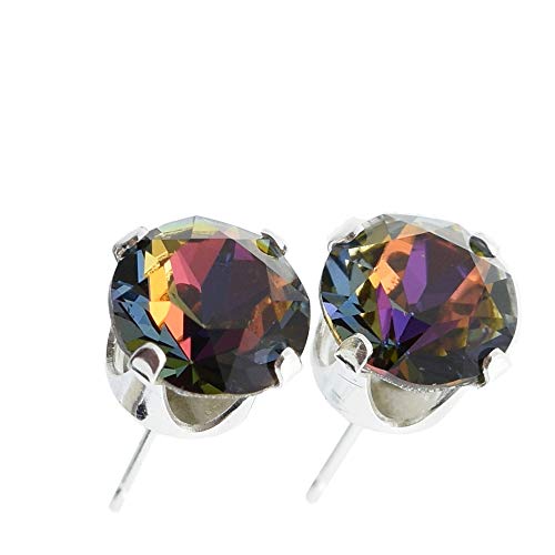 925 Sterling-silver stud earrings made with sparkling Volcano crystal from Swarovski. London gift box.