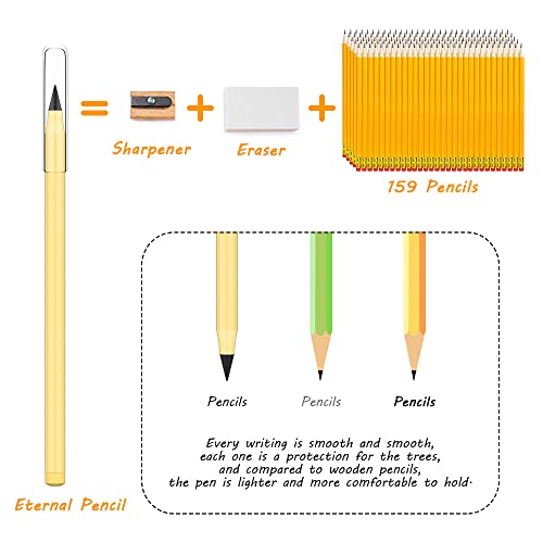 Image of AUAUY 20PCS Inkless Pencil Replaceable Refill, Infinite Pencil Replaceable Graphite Nib, Graphite Nib Metal Inkless, Everlasting Pencils Replacement Head for Writing Drawing Office School Supplies