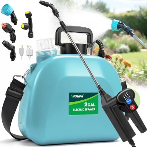 VAXMAY Battery Powered Sprayer 2 Gallon, Upgrade Electric Garden Sprayer with 3 Adjustable Speed,...