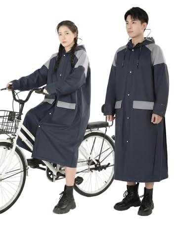 [Rimosa] レインコート 自転車 リュック対応 【二重透明レインバイザー付き】レインウェア レディース カッパ メンズ 大きい 軽量 防水 防風 雨具 雨合羽 かっぱ バイク レインポンチョ ロング 超撥水 梅雨対策 豪雨対応 (ネイビー, M)