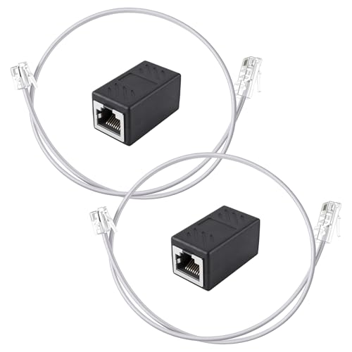 Psiriol 2Pcs Phone Jack to Ethernet Cable Adapter RJ11 to RJ45 Adapter Male RJ45 Female to RJ11 for Landline Telephone Service