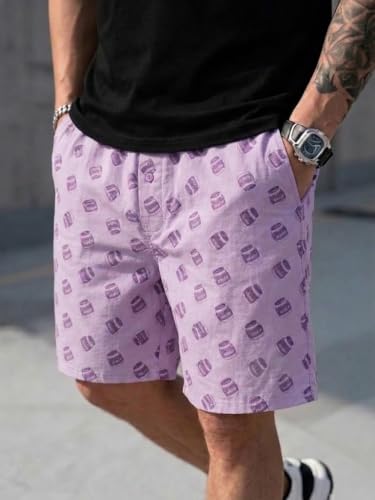 Image of Men's Cotton Casual Shorts |Striped Half Pants for Men |Comfortable | Elastic Waist with Drawstring | Lightweight & Comfortable for Beach Vacations, Casual Daily Outings & Sleepwear Bermuda Shorts